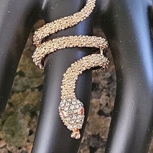 Snake Ring Textured Rose Gold Crystals On The Head Size 7